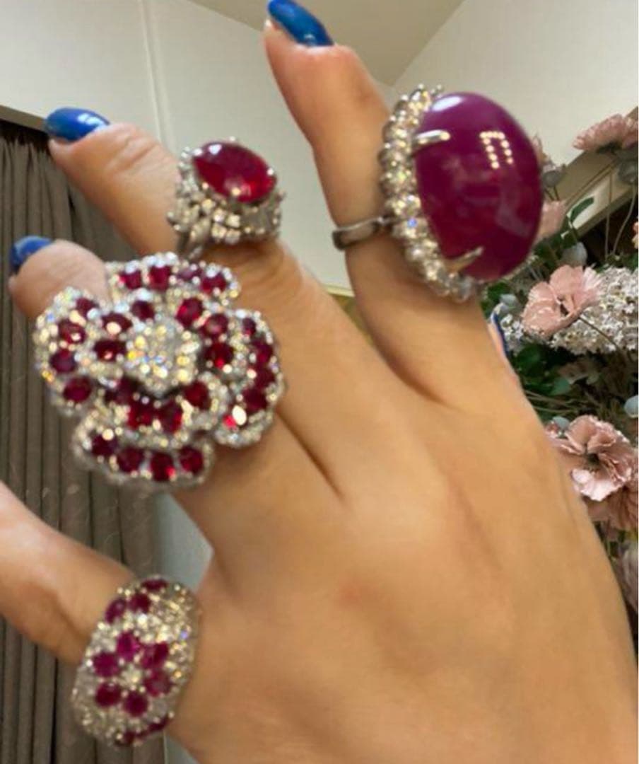 の*こ様 華やか！天然石ルビーカボションリング13号