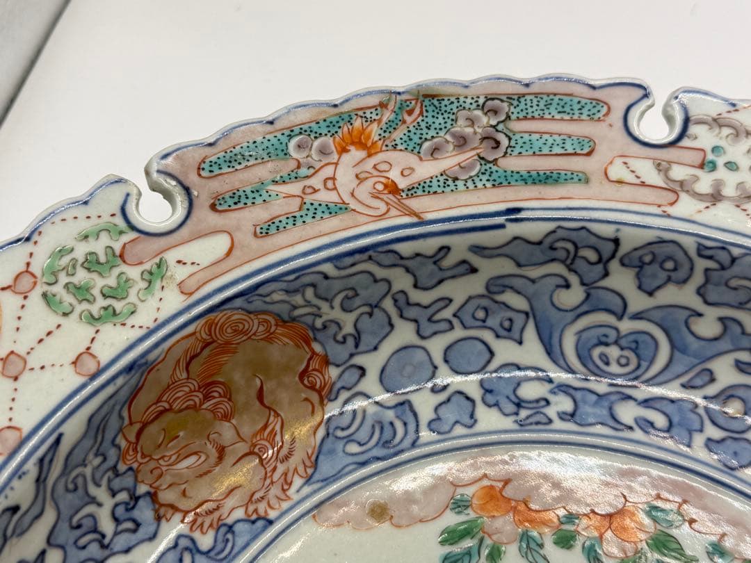 江戸　伊万里　錦絵　花口大鉢　アンティーク　送料込み260120