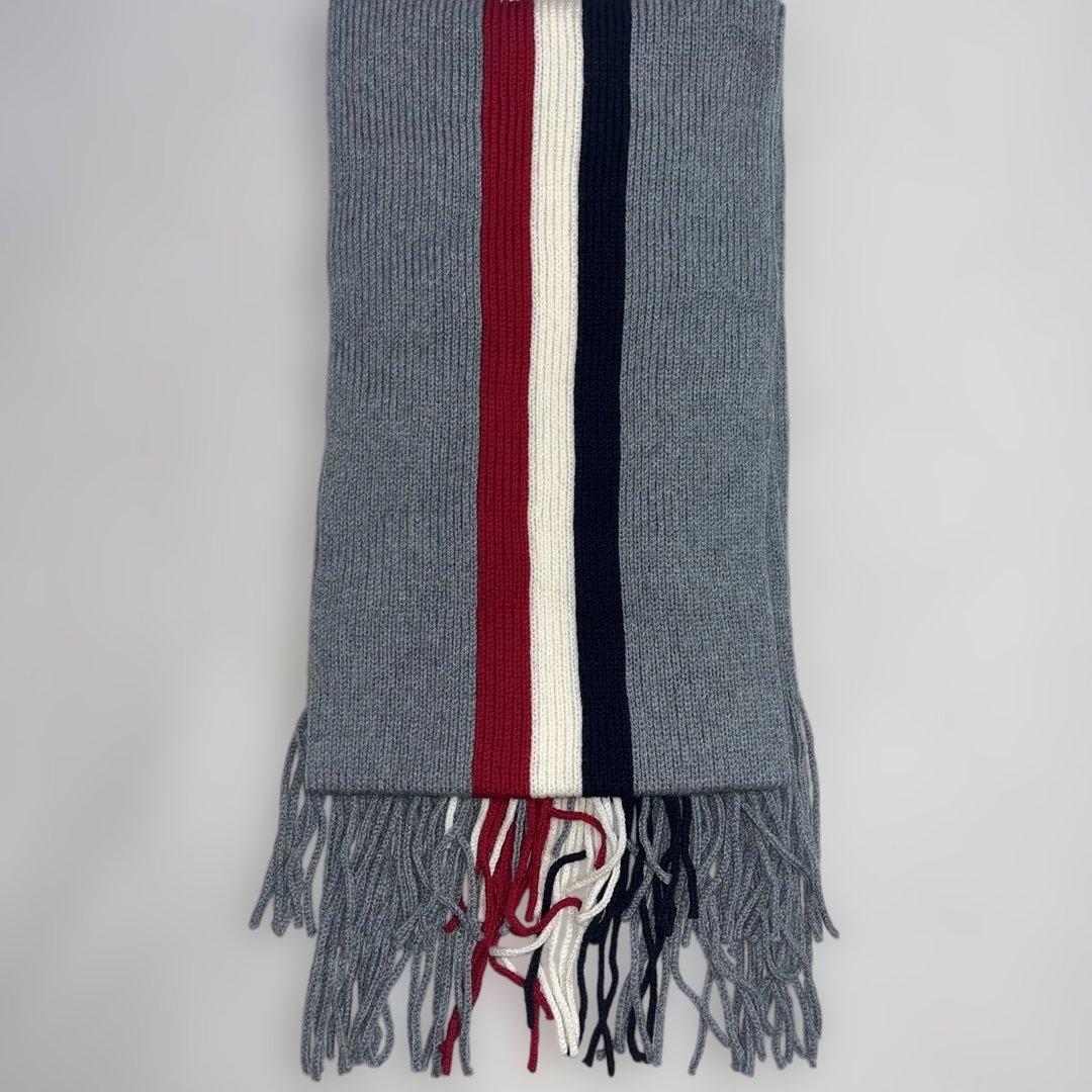 MONCLER ストライプマフラー グレー