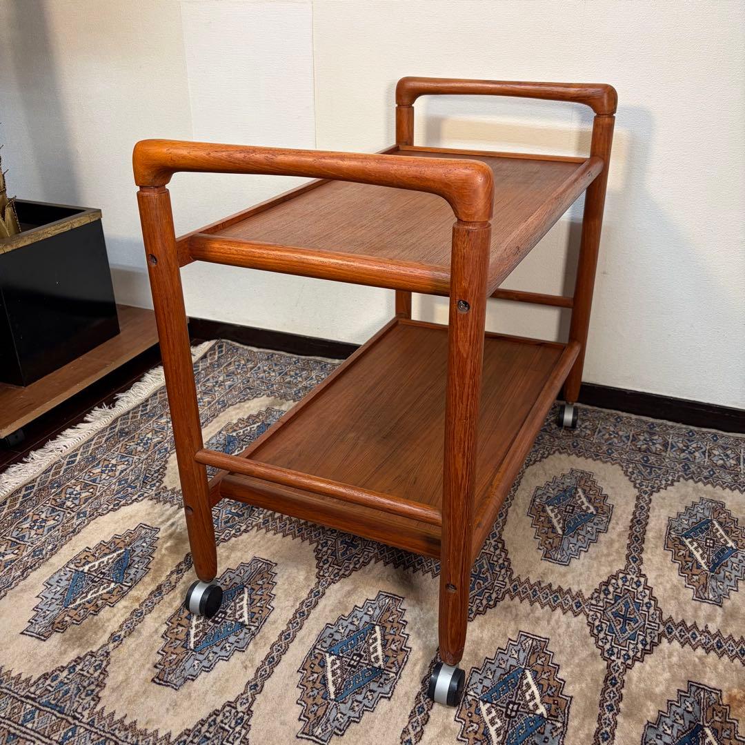 デンマーク チーク材 トロリー ワゴン ヴィンテージ 北欧 サイドテーブル ②