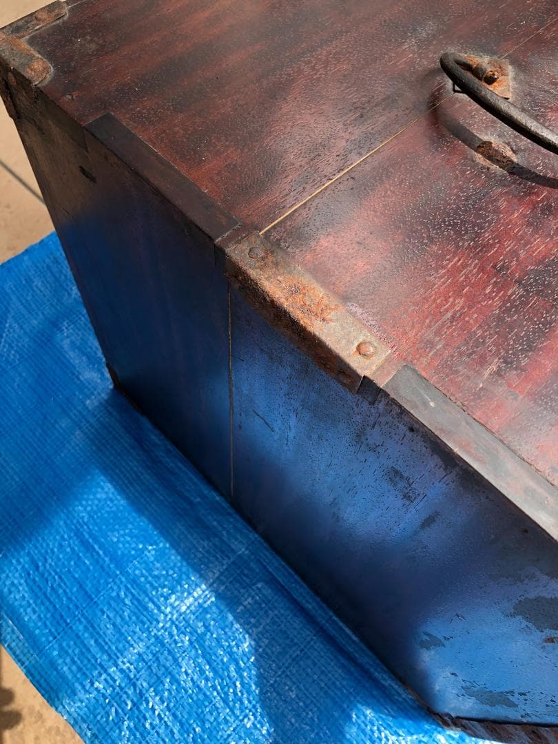 アンティーク 船箪笥 鉄金具付 木製金庫 小箪笥 明治〜大正期 古民具 #952