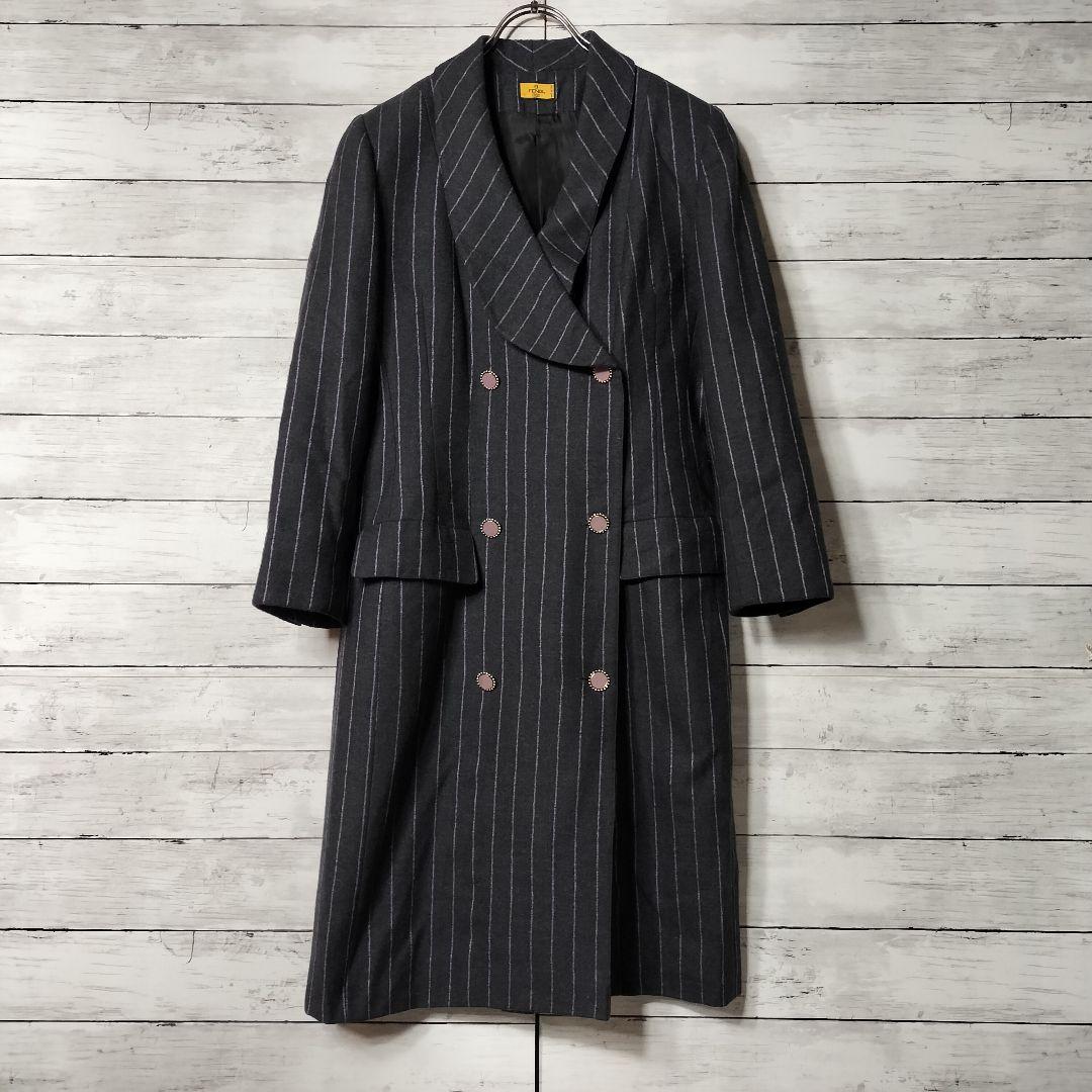 FENDI フェンディ ダブルチェスターコート ストライプ ウール