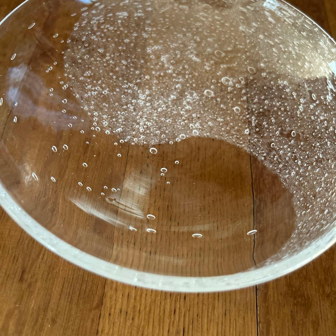 新品◆107荒川尚也　平鉢M 気泡 アワガラス平中鉢16cm 2枚宙吹き　晴耕社