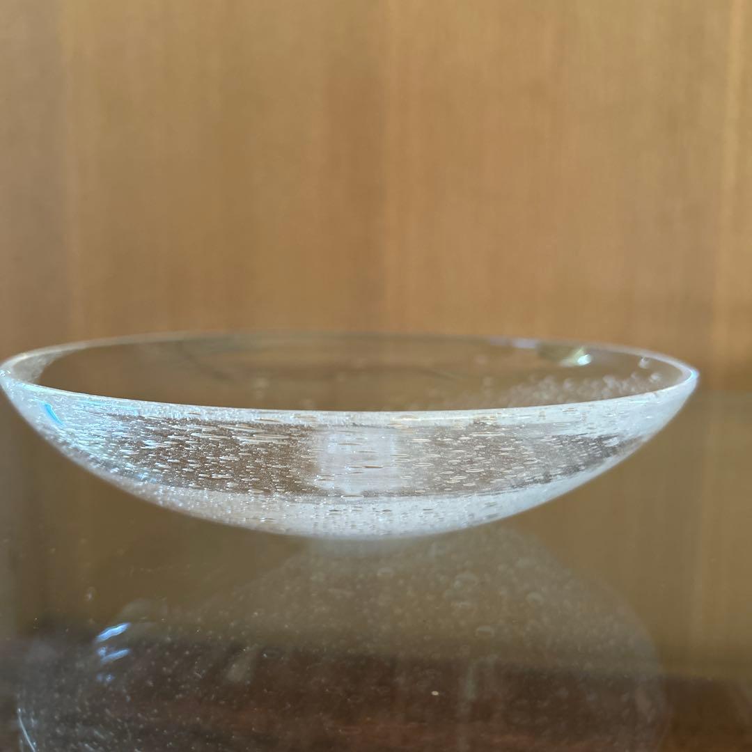 新品◆107荒川尚也　平鉢M 気泡 アワガラス平中鉢16cm 2枚宙吹き　晴耕社