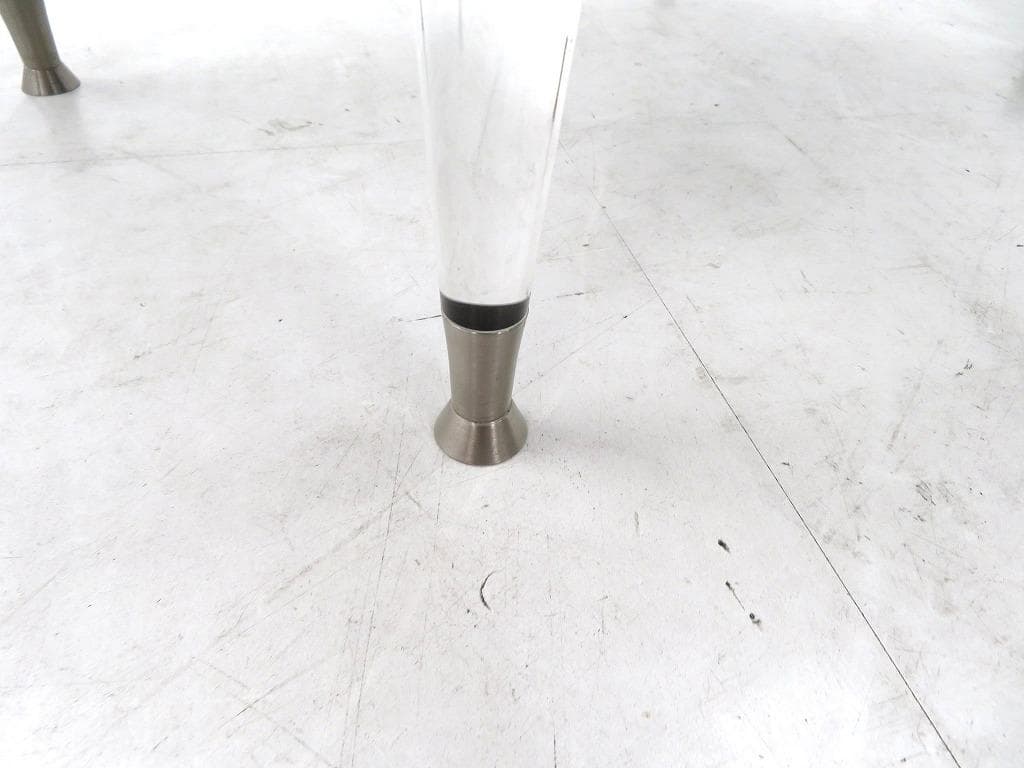 イタリア　ビンテージ　本革　レザー　アクリル　スツール　オットマン　高級　モダン