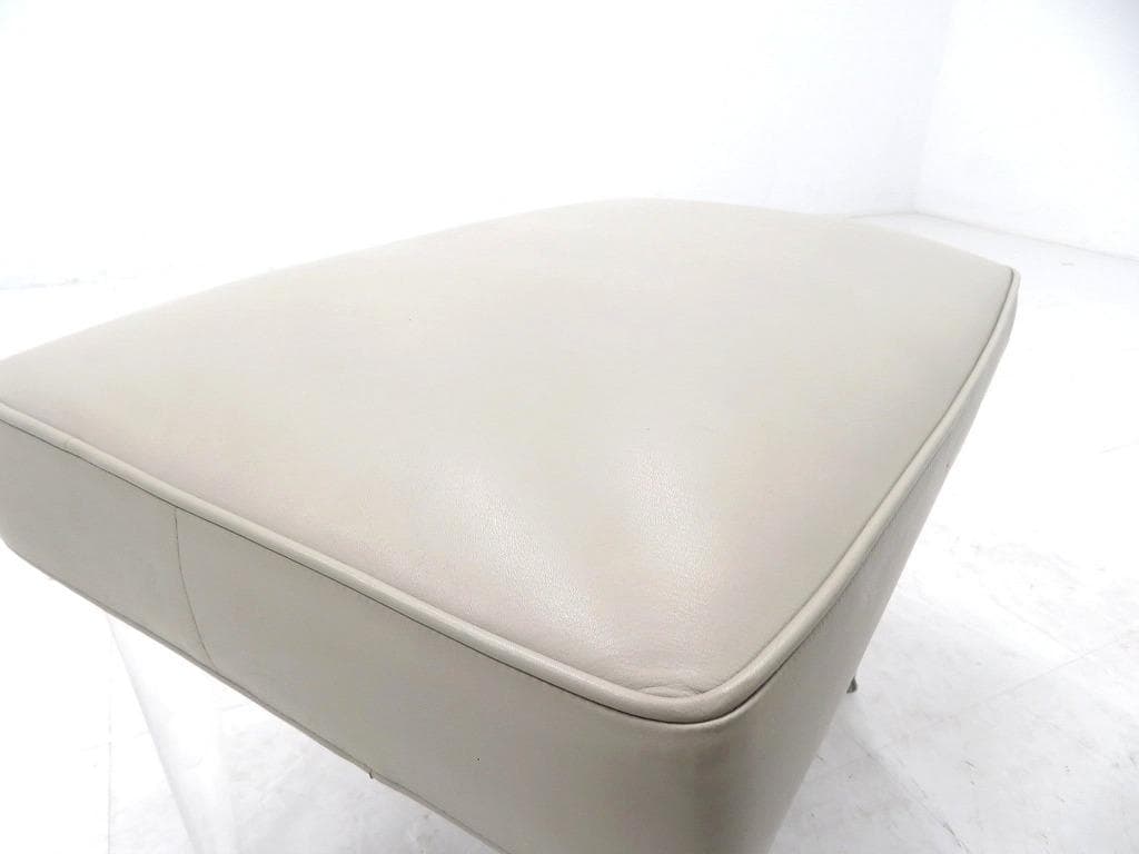 イタリア　ビンテージ　本革　レザー　アクリル　スツール　オットマン　高級　モダン