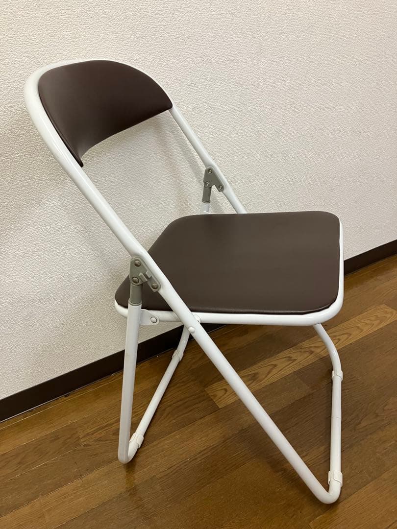 藤沢工業 折り畳み パイプ椅子 6脚セット ブラウン 店舗 オフィス