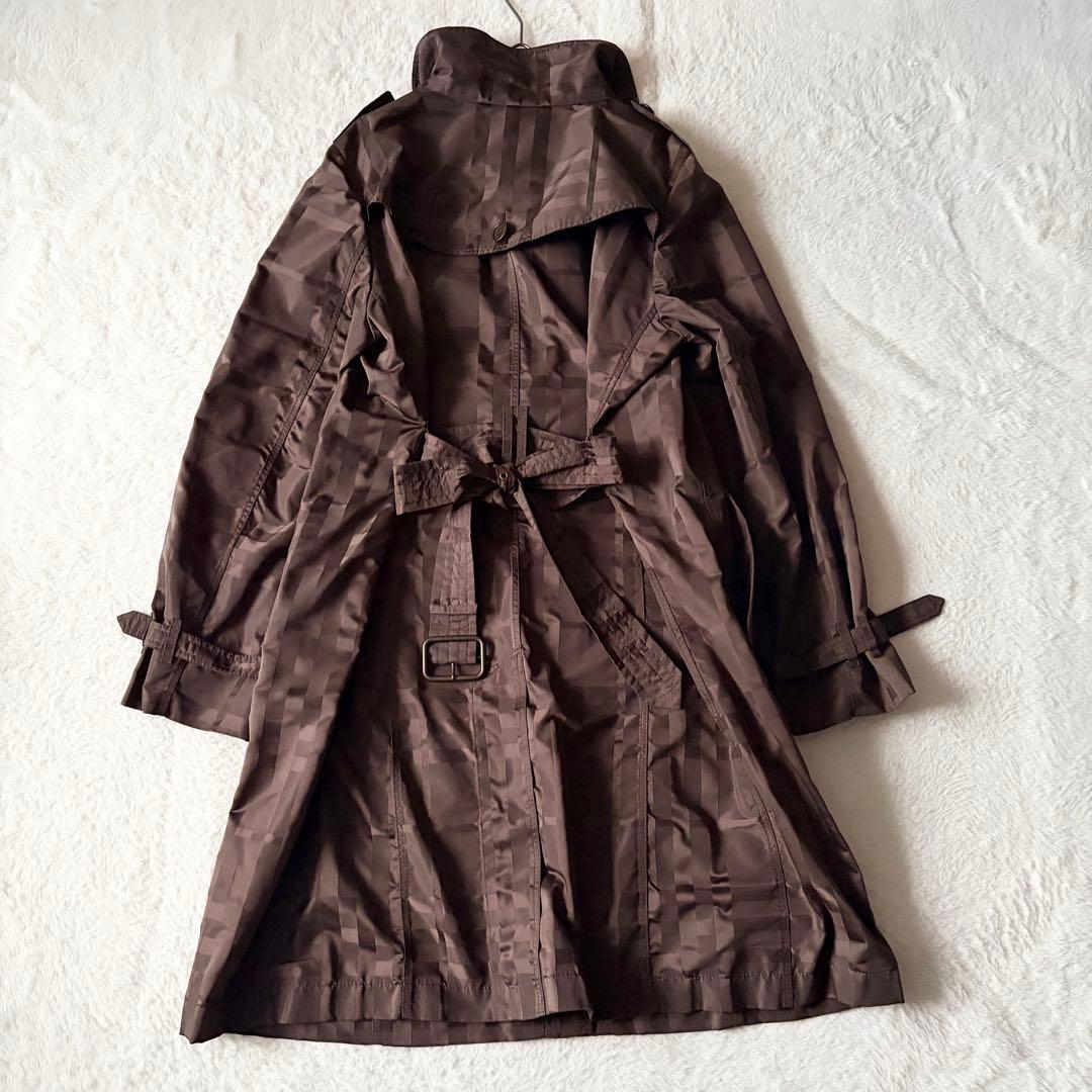 6203 美品✨ バーバリーロンドン トレンチコート 46 シャドーチェック 茶