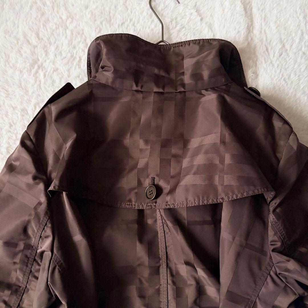 6203 美品✨ バーバリーロンドン トレンチコート 46 シャドーチェック 茶