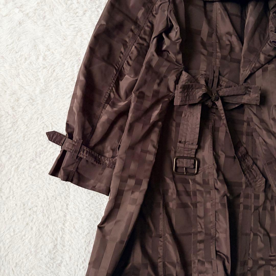 6203 美品✨ バーバリーロンドン トレンチコート 46 シャドーチェック 茶