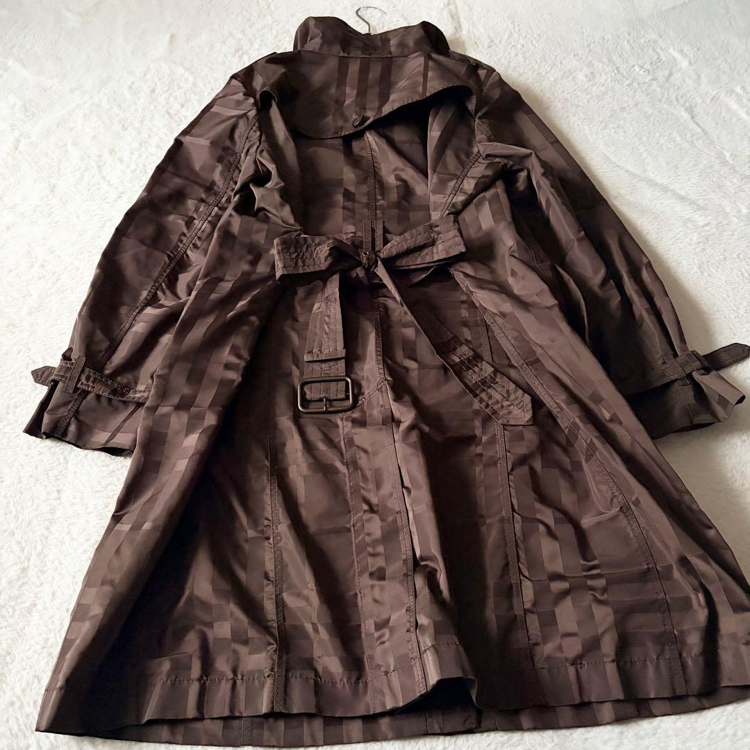6203 美品✨ バーバリーロンドン トレンチコート 46 シャドーチェック 茶
