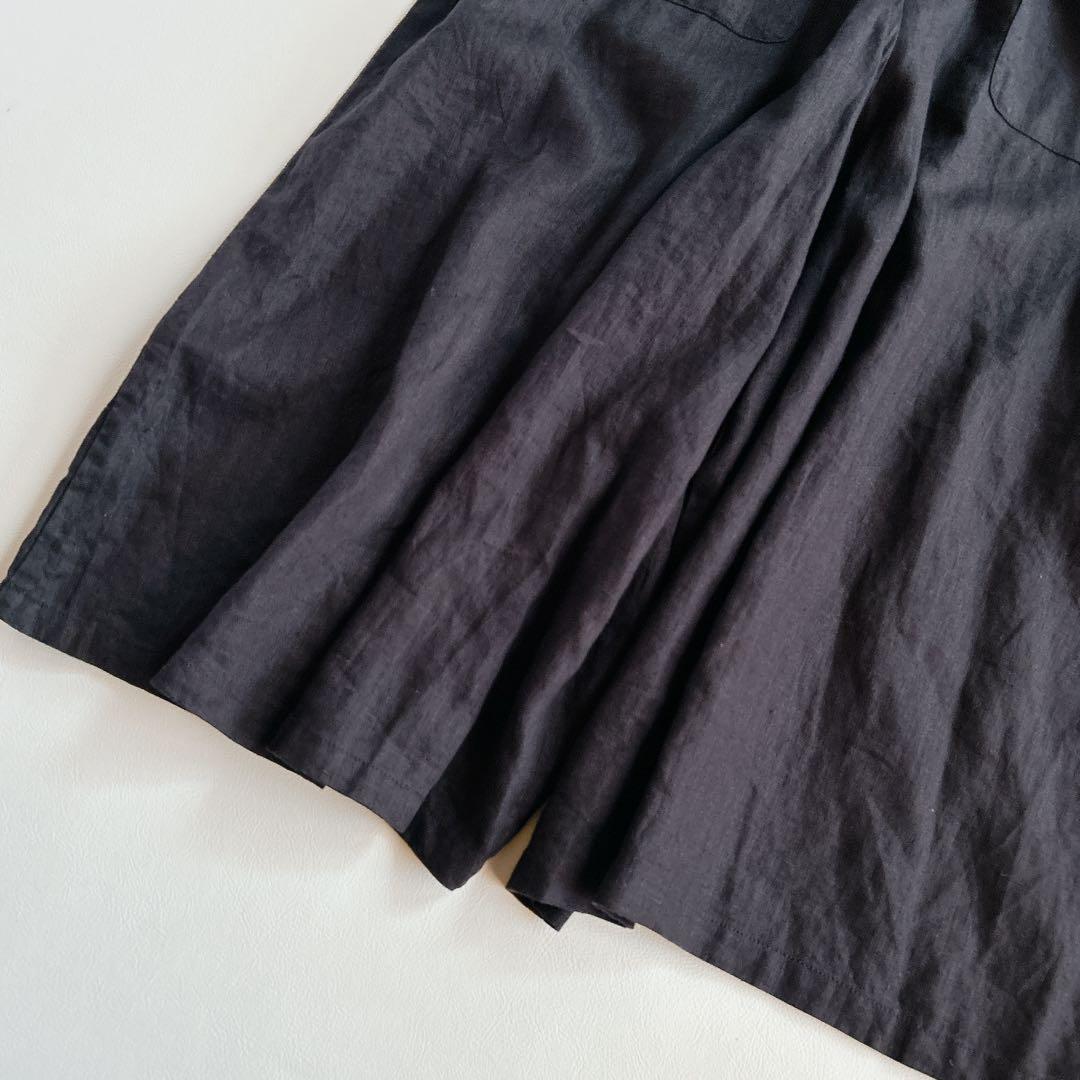 YARRA ヤラ ⿻ バックシャン リネン サロペット 黒 ルーズ 麻 ゆったり