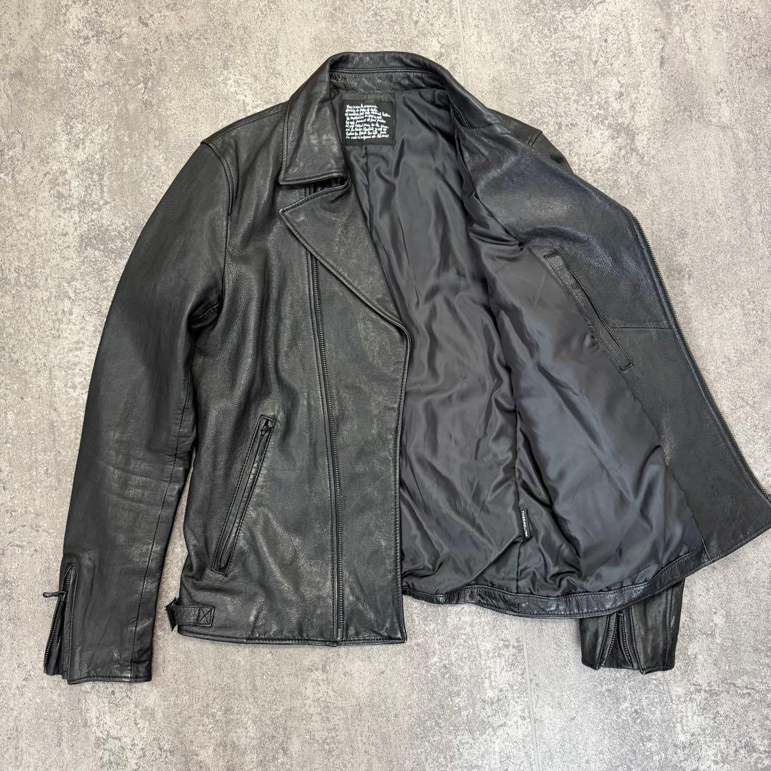 ナノユニバース レザー ライダース ジャケット　ジップオールブラック L