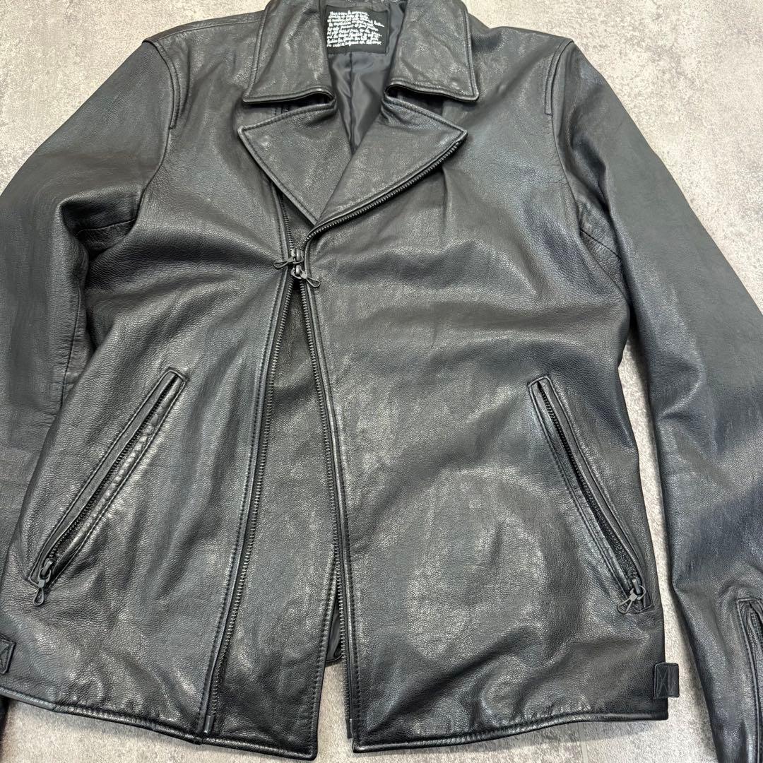 ナノユニバース レザー ライダース ジャケット　ジップオールブラック L