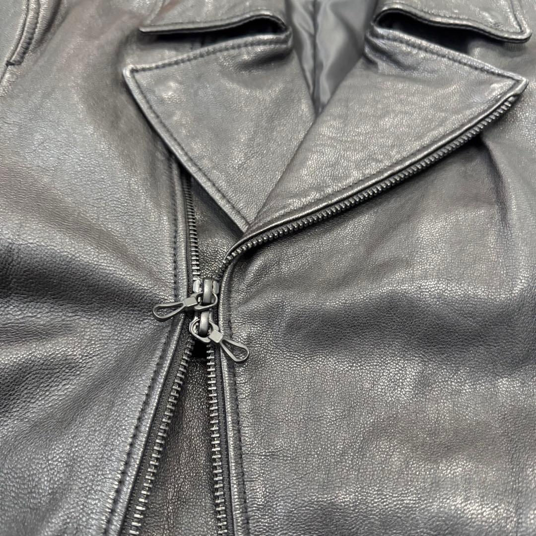 ナノユニバース レザー ライダース ジャケット　ジップオールブラック L