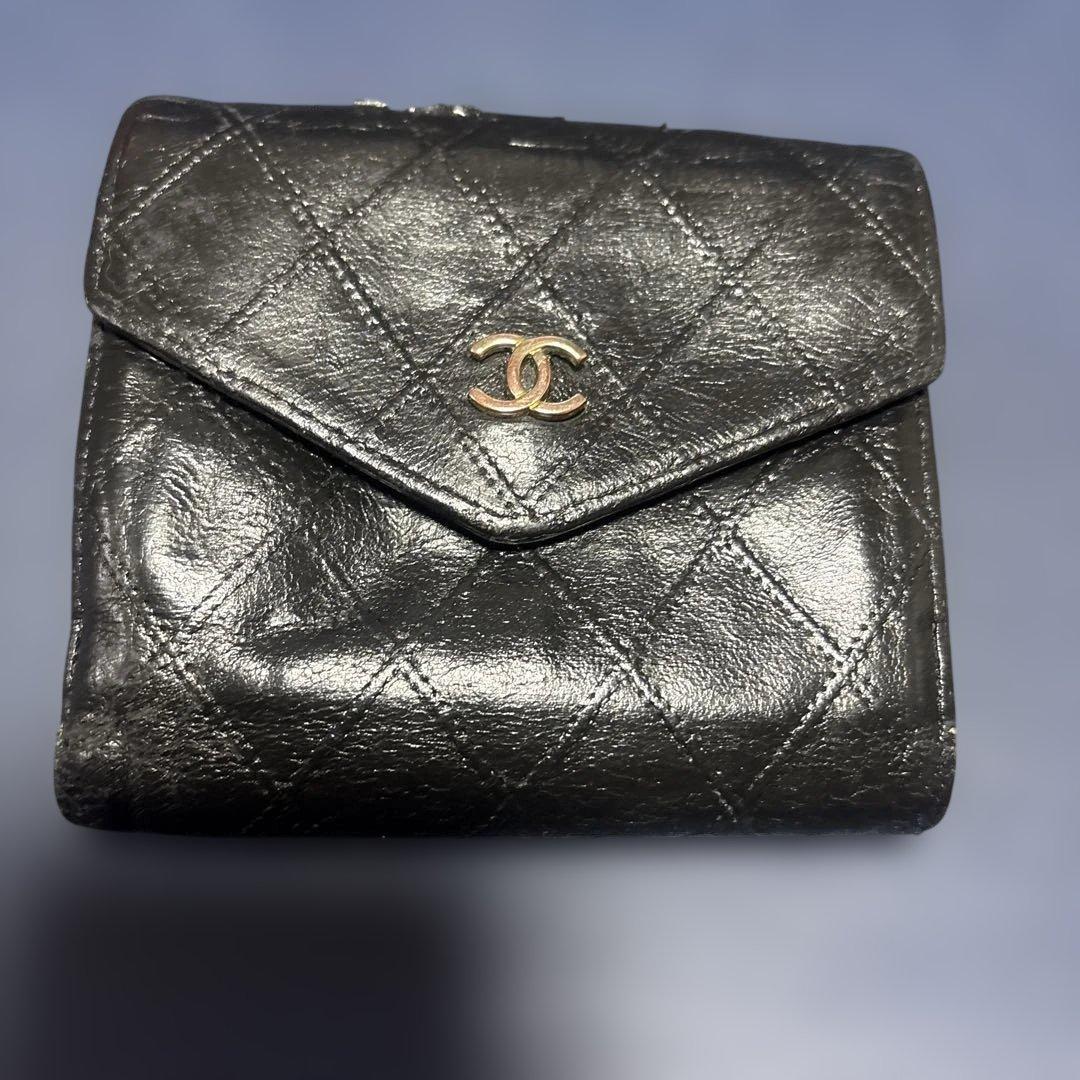 正規品　CHANEL ビコローレ ラムスキン 二つ折り財布 Wホック