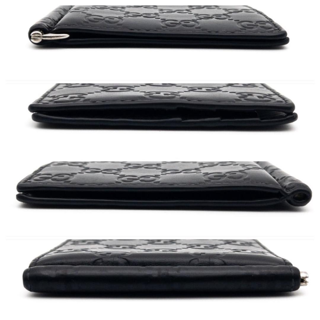 【極美品】GUCCI シマ　マネークリップ　黒　レザー