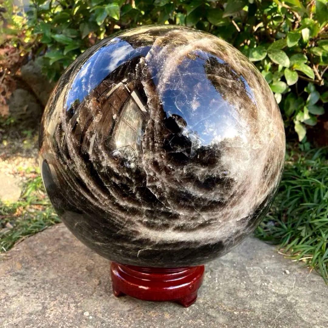 特大サイズ）美しい黒水晶のオブジェ 球体 置物 パワーストーン　天然石