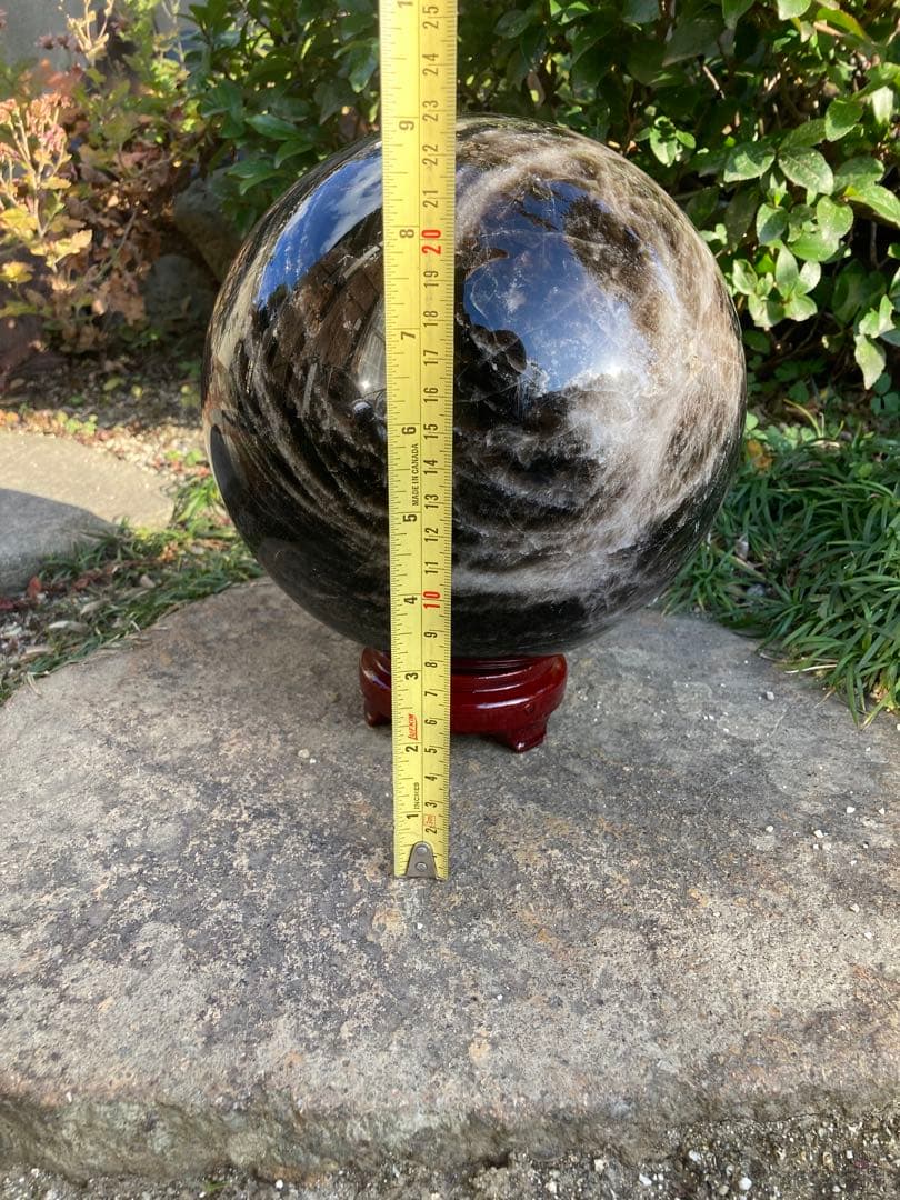 特大サイズ）美しい黒水晶のオブジェ 球体 置物 パワーストーン　天然石