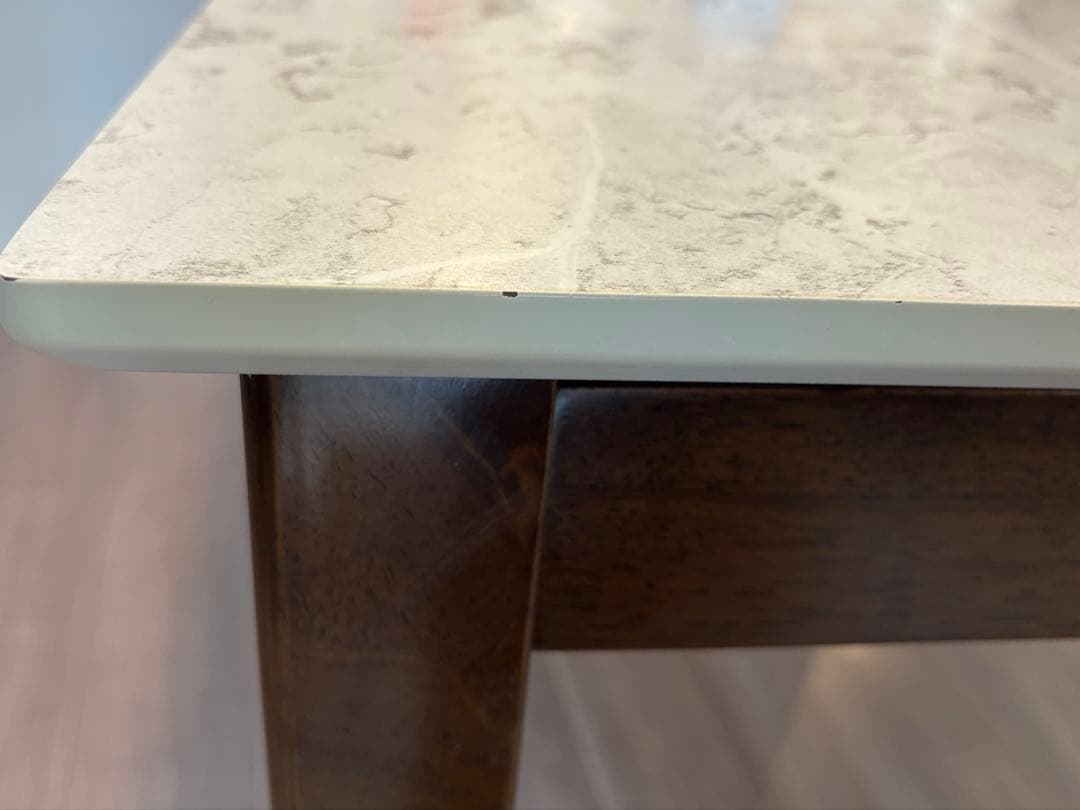 大理石柄ダイニングテーブル　拡張式