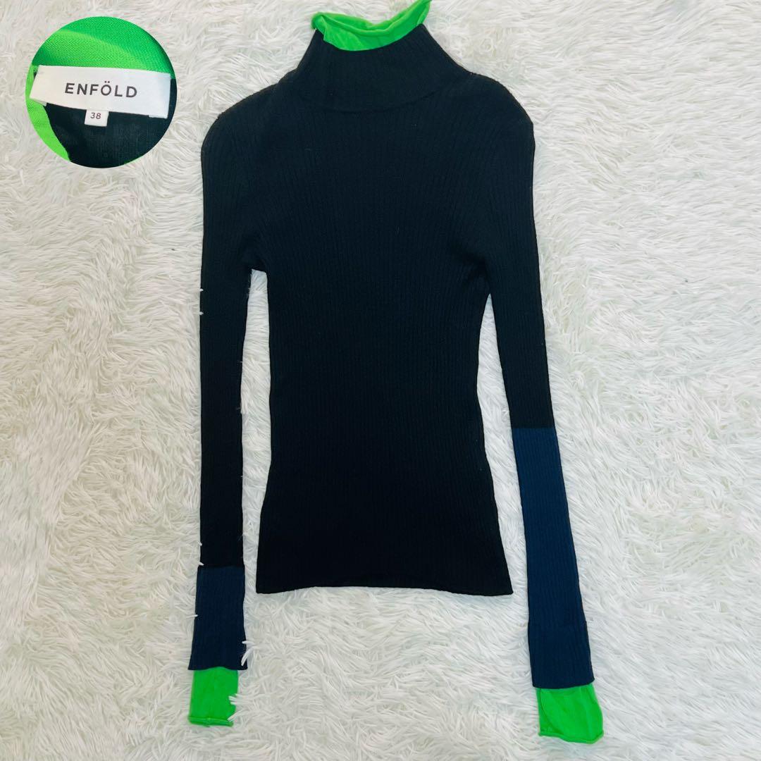 エンフォルド　HIGH-NECK RIB BI-COLOR PULLOVER