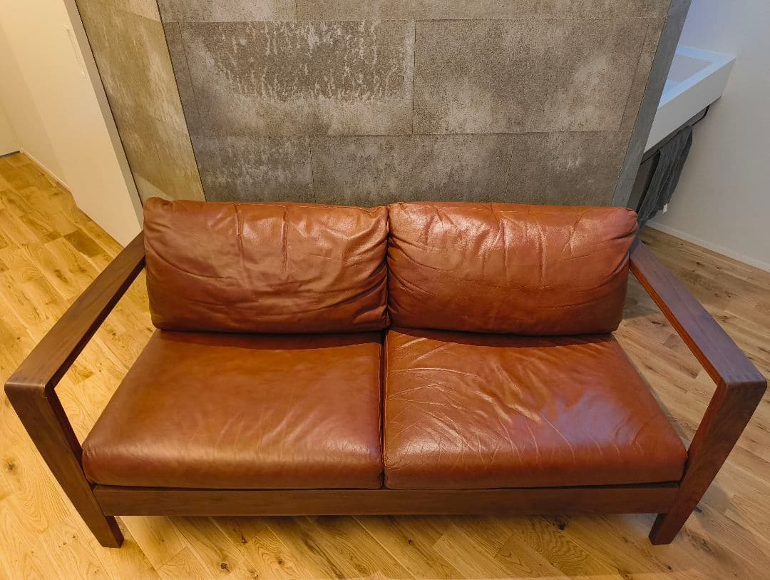 シギヤマ家具工業　天然皮革　 2人掛けソファ