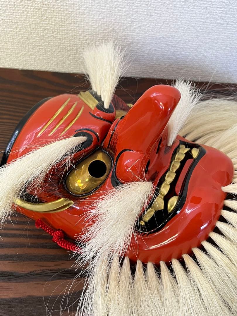 備中神楽面　天狗面　木彫　中谷浩玉作