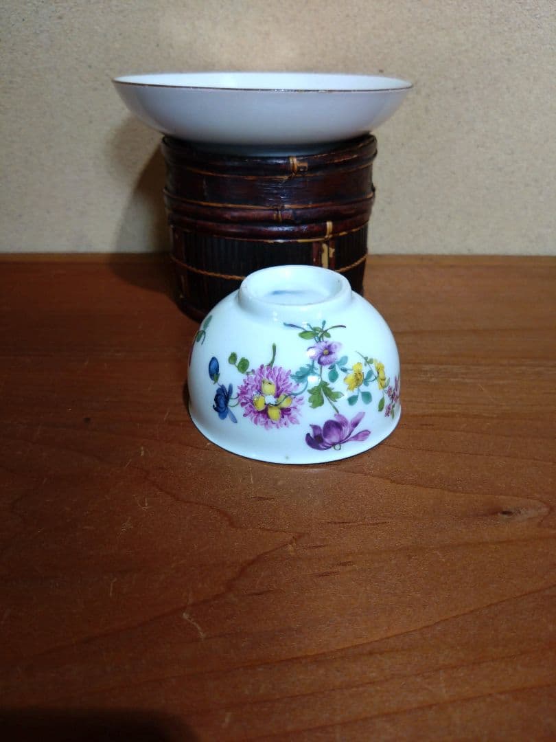 18世紀 オールドマイセン 色絵 花紋 カップ＆ソーサー 音色抜群