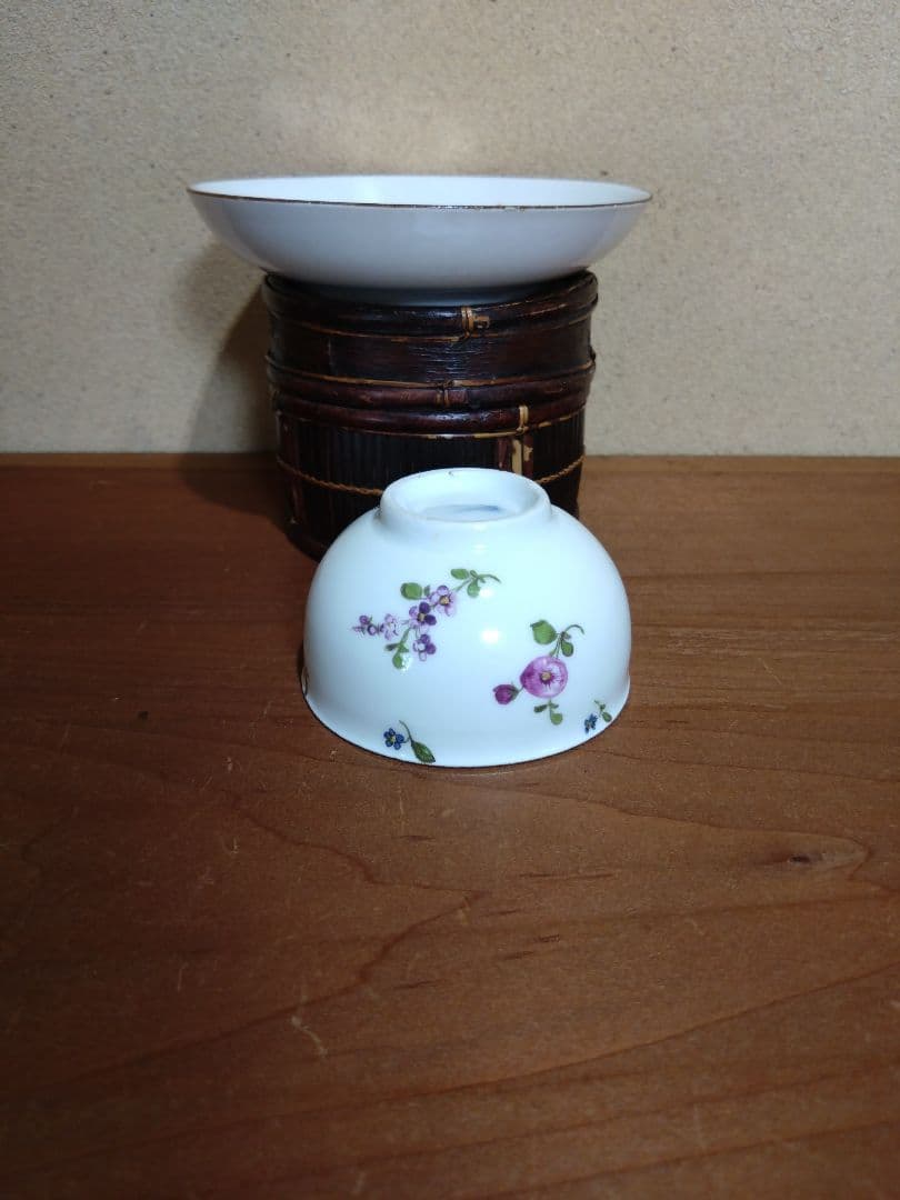 18世紀 オールドマイセン 色絵 花紋 カップ＆ソーサー 音色抜群