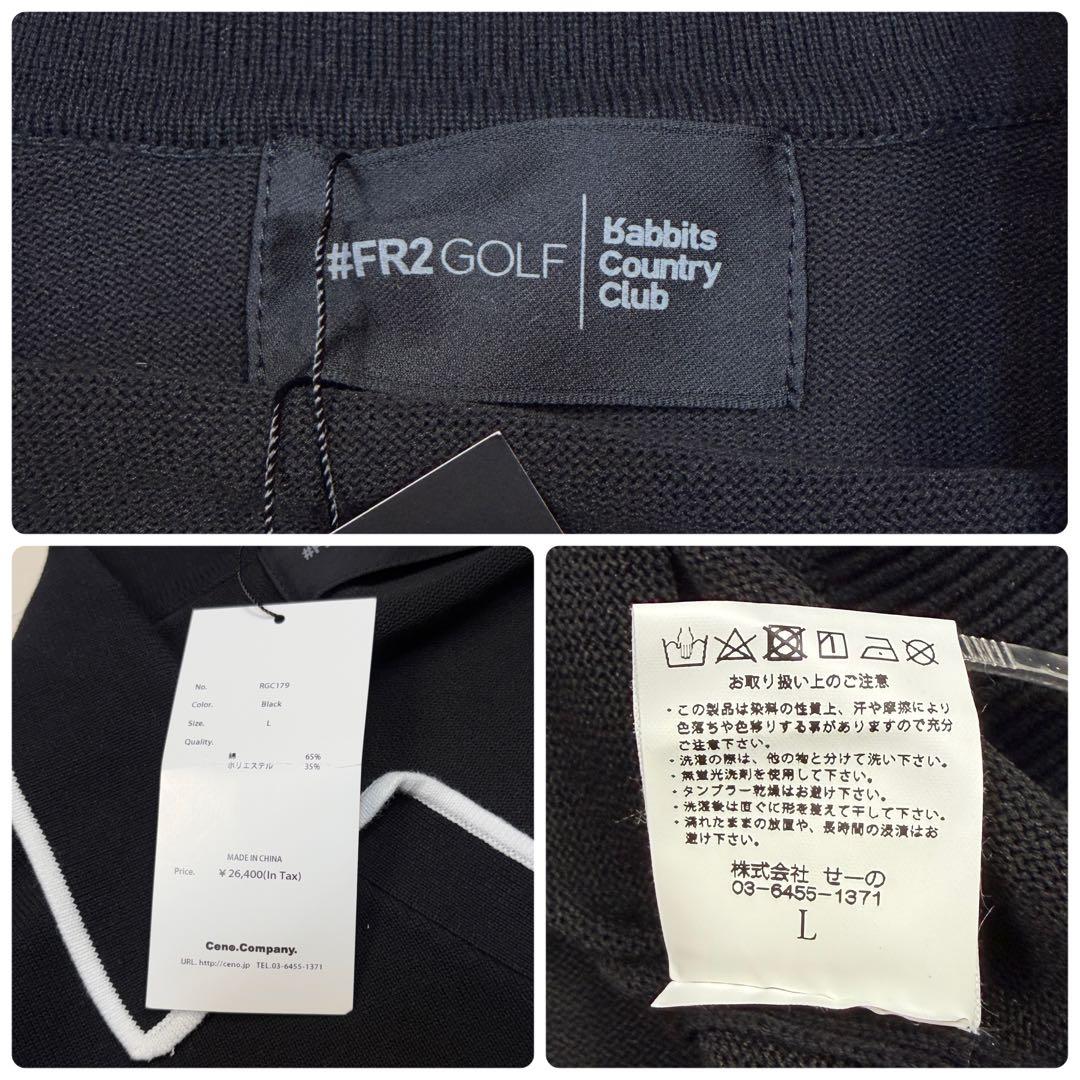 新品タグ付き！FR2 GOLF. ゴルフシャツ　黒　バックプリント　ロゴ　L