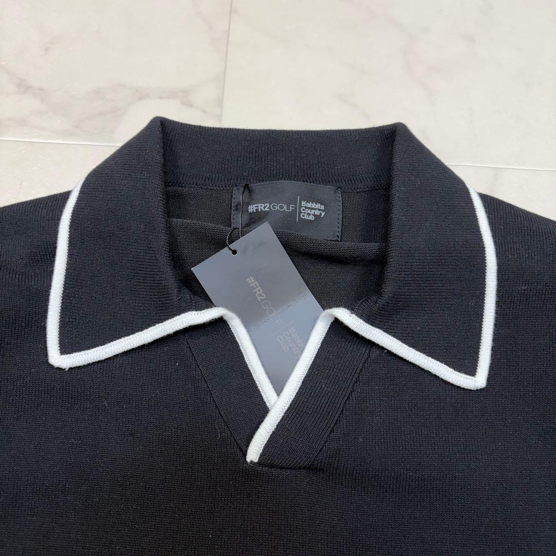 新品タグ付き！FR2 GOLF. ゴルフシャツ　黒　バックプリント　ロゴ　L