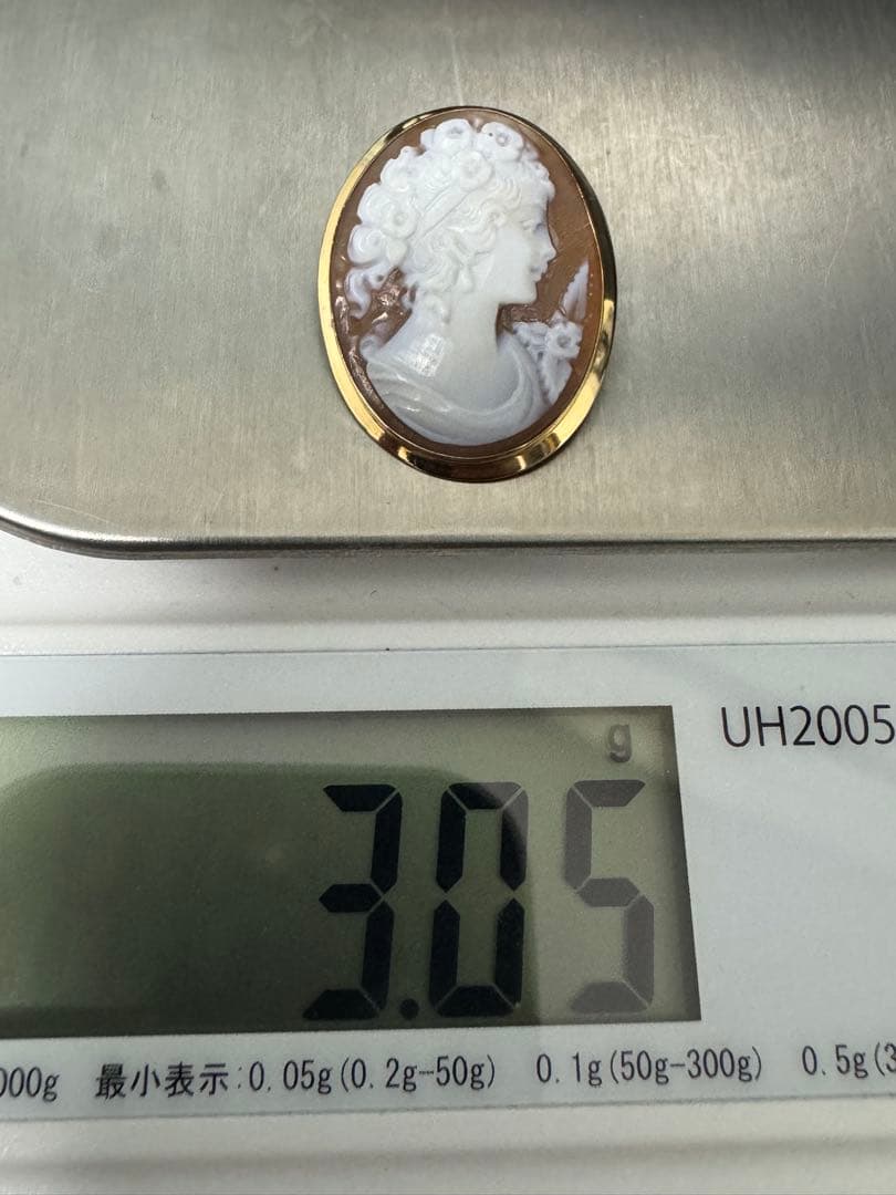 w*o様 ヴィンテージ　シェルカメオ　ペンダント　ブローチ　ゴールド　K18 7