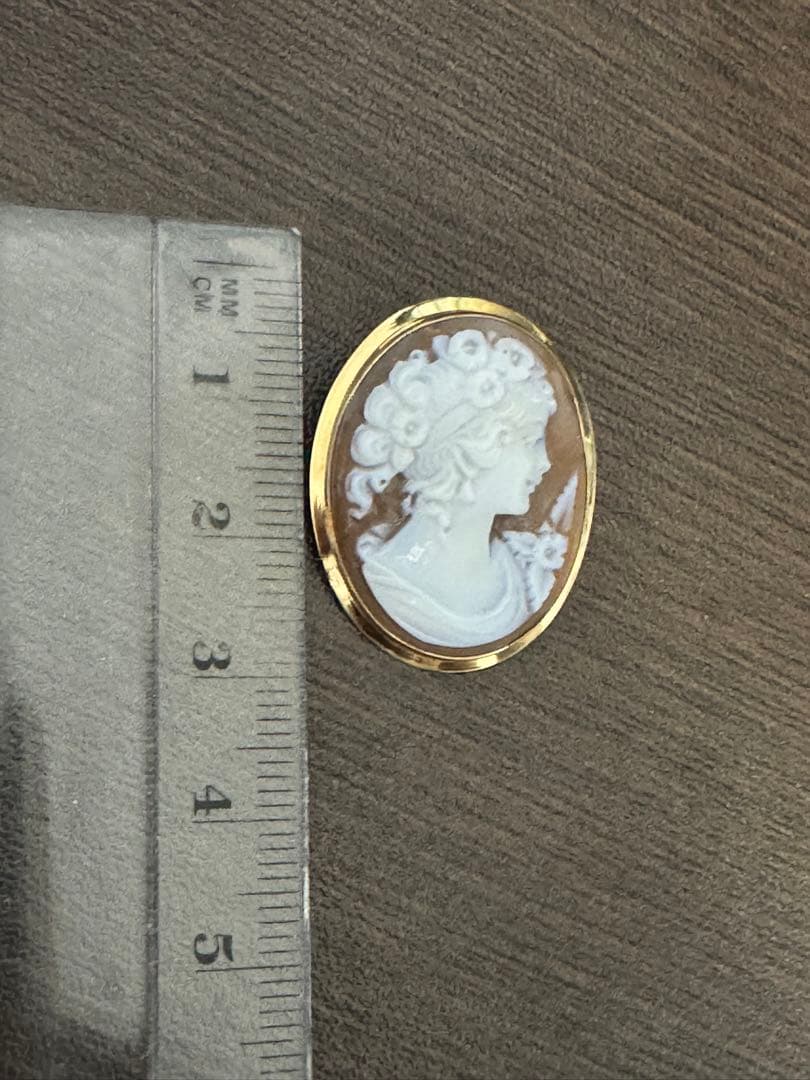 w*o様 ヴィンテージ　シェルカメオ　ペンダント　ブローチ　ゴールド　K18 7