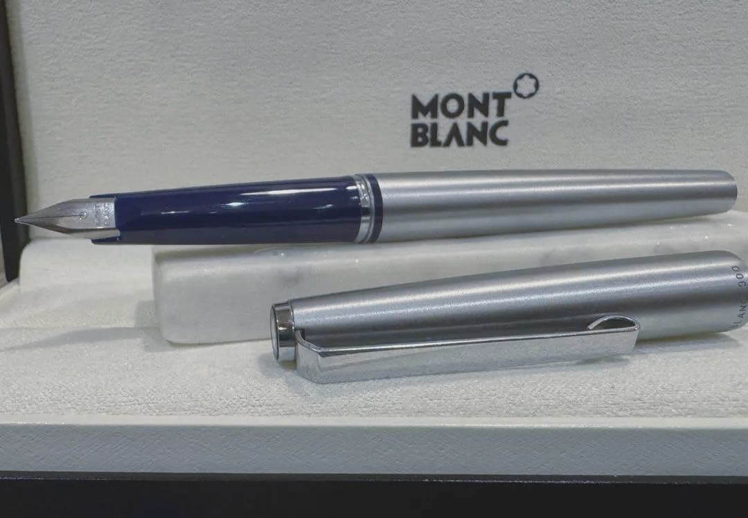 【美品】モンブラン No300 万年筆シルバー&ブルー