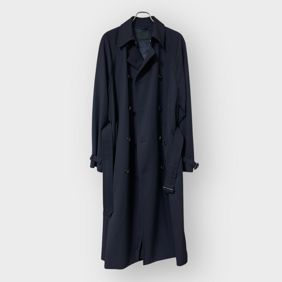 ★22SS Prada プラダ トレンチコート 46 美品 ネイビー