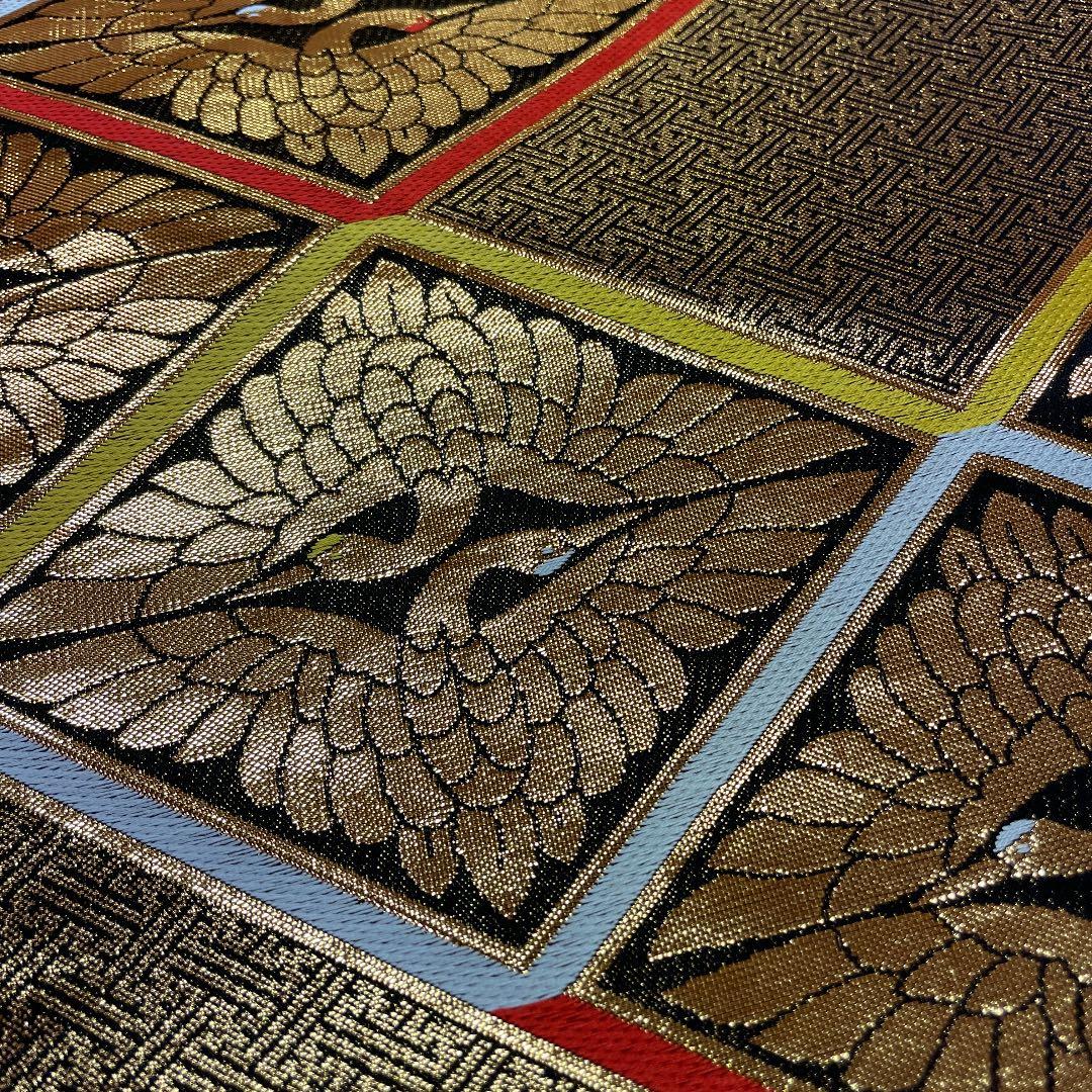 新品 七五三 七歳お祝い着 帯 向い鶴菱 むかいつるびし 菱形 正絹 日本製