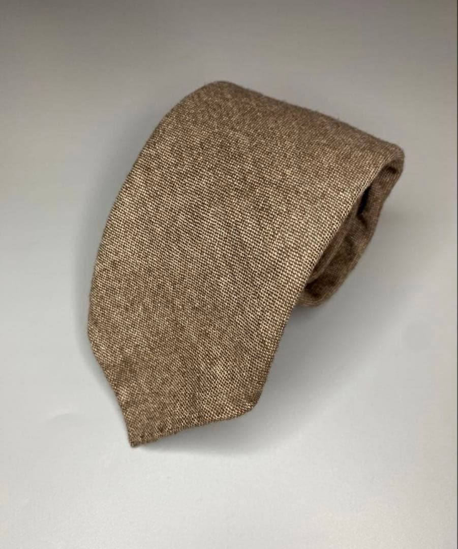 HERMES-PARIS ブラウン ネクタイ カシミア エルメス ソリッド