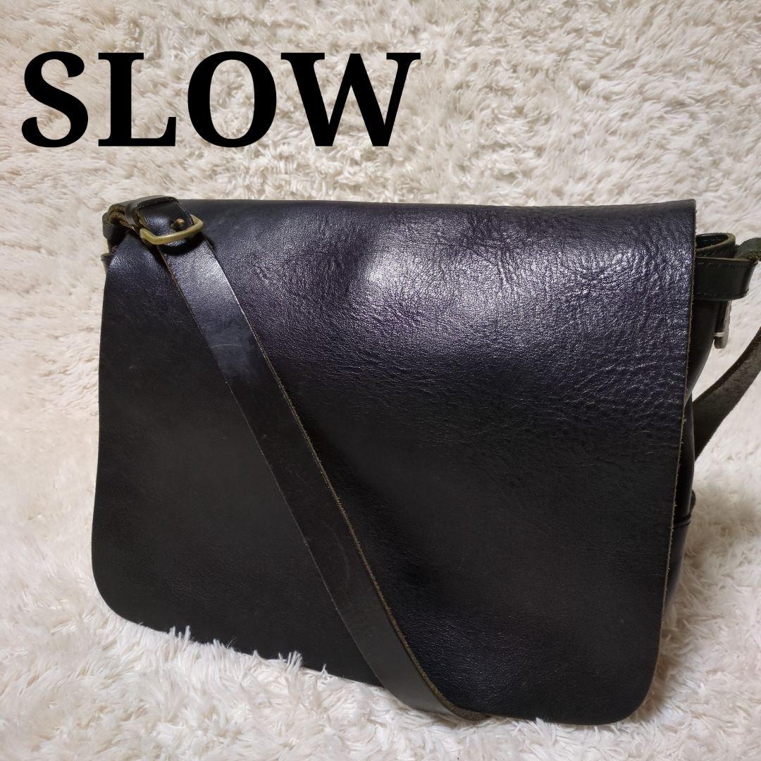 美品！SLOW　レザーショルダーバッグ　メッセンジャーバッグ　ブラック