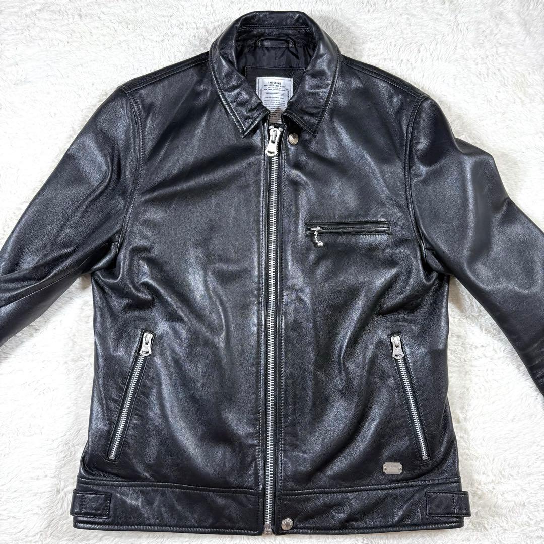 CRIMIE シングル ライダースジャケット レザージャケット 羊革 M