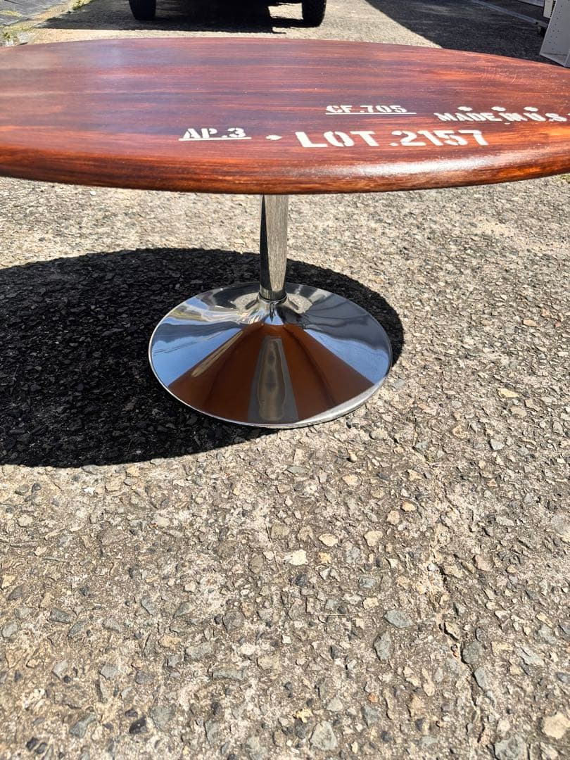 楕円形回転テーブル　リメイク　男前　ガレージ　USA ステンシルロゴ