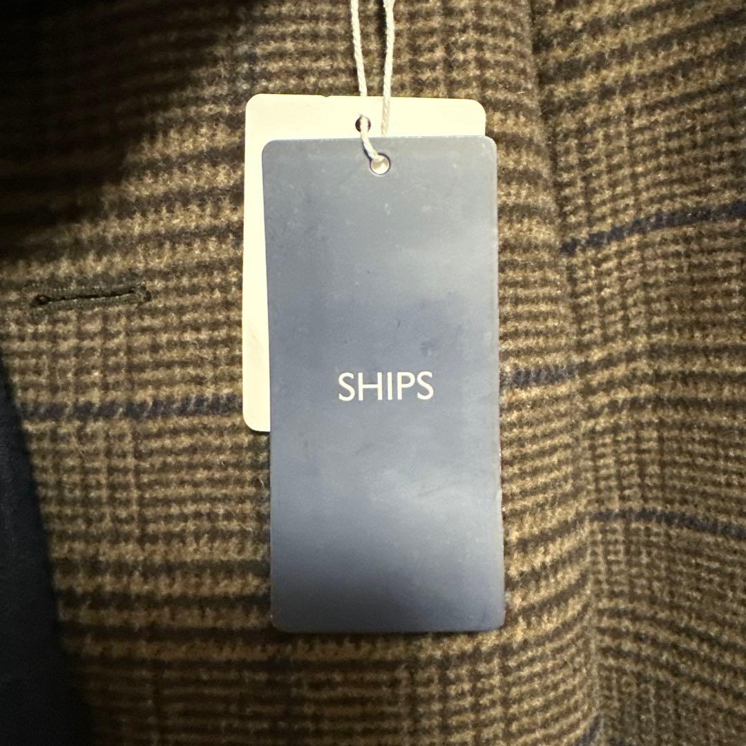 SHIPS 『新品☆ホロウ ウール ステンカラーコート ブラウン』Lサイズ