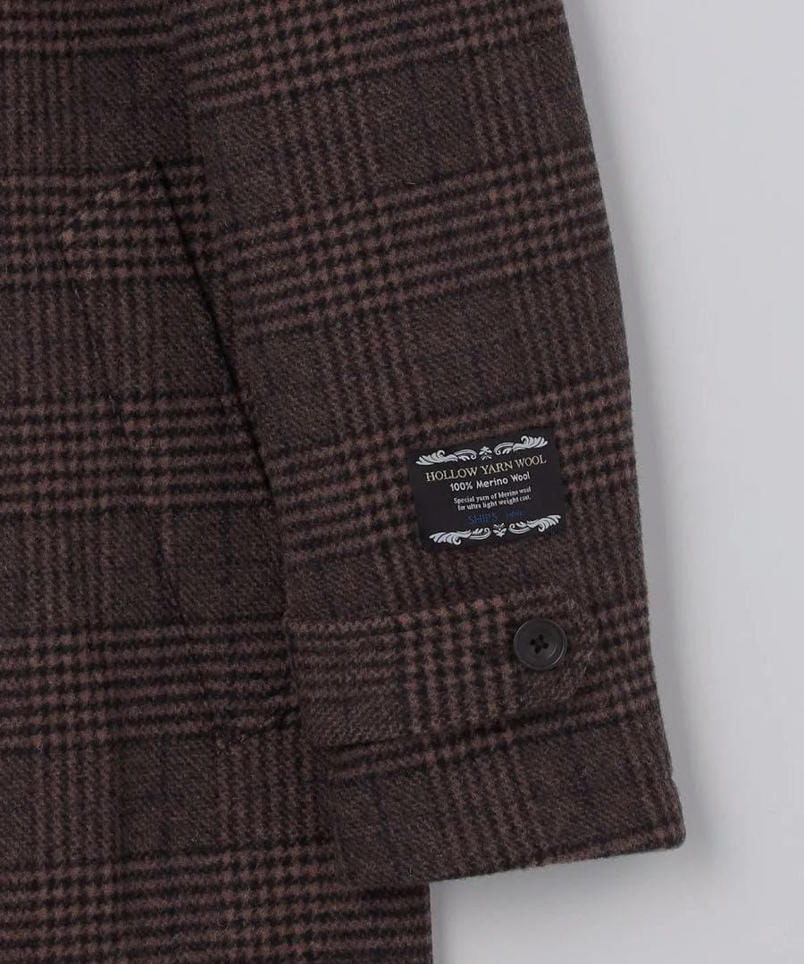 SHIPS 『新品☆ホロウ ウール ステンカラーコート ブラウン』Lサイズ