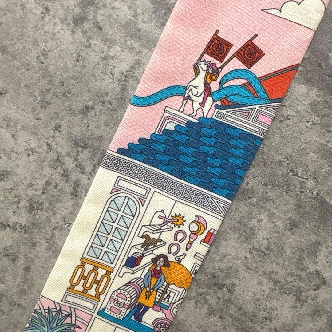 エルメス　ツイリー　メゾンデカレ　ブルー　ピンク　スカーフ