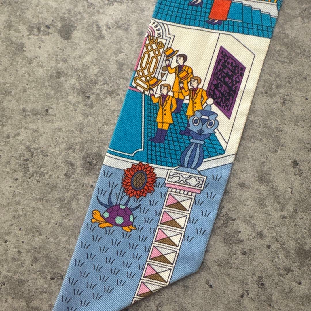 エルメス　ツイリー　メゾンデカレ　ブルー　ピンク　スカーフ