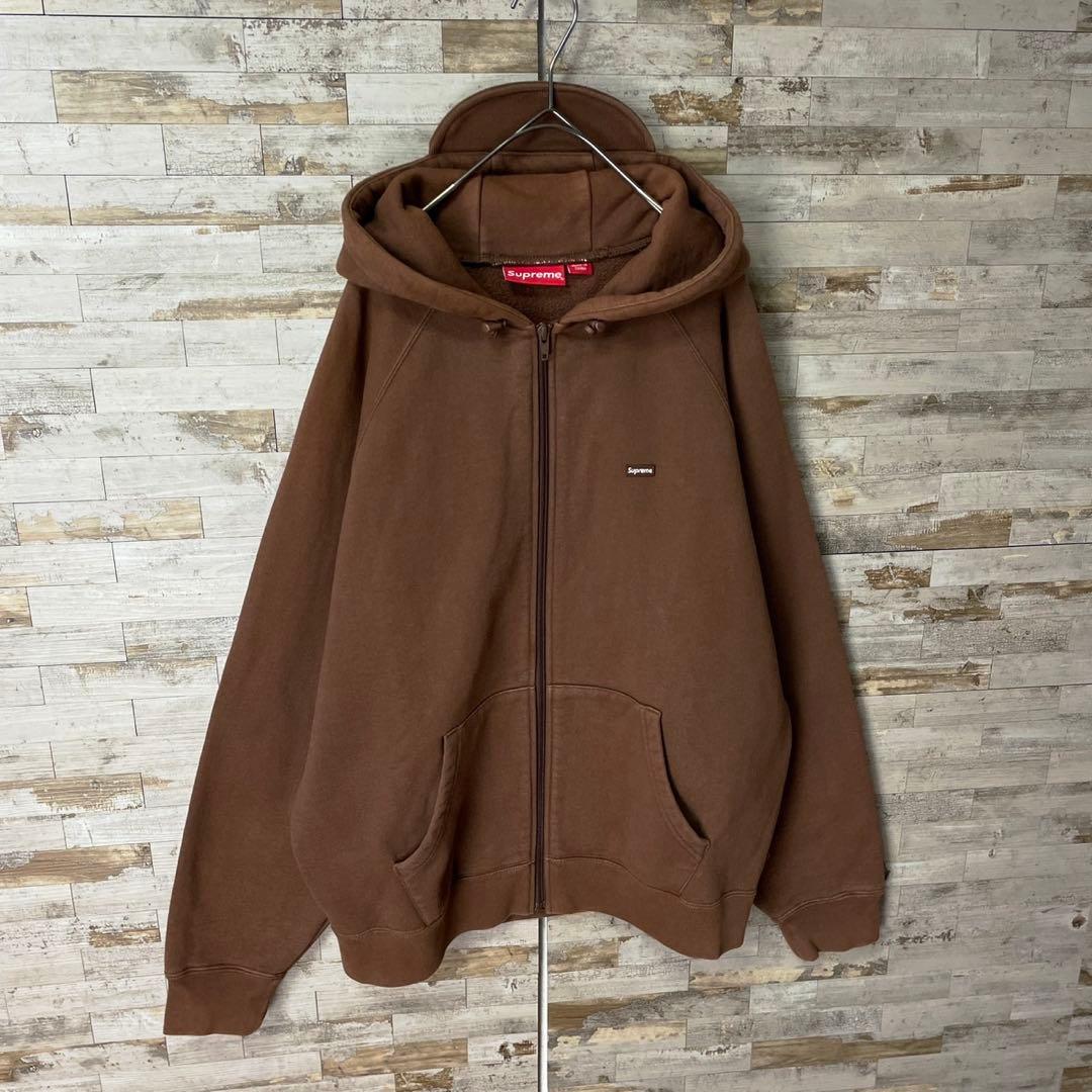 3142U【希少モデル】シュプリーム☆スモールボックスロゴ フードロゴ パーカー