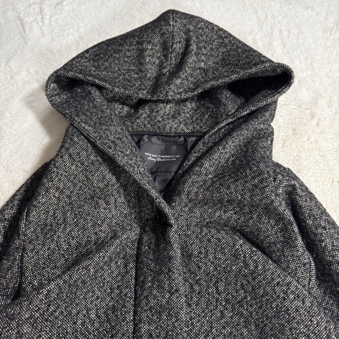 【極美品】サニークラウズ ざっくりツイードのフードコート黒 3L 希少サイズ