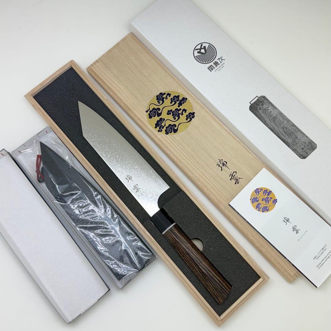 【新品】瑞雲 三徳庖丁180mm 関兼次 100周年記念モデル（木鞘付き）