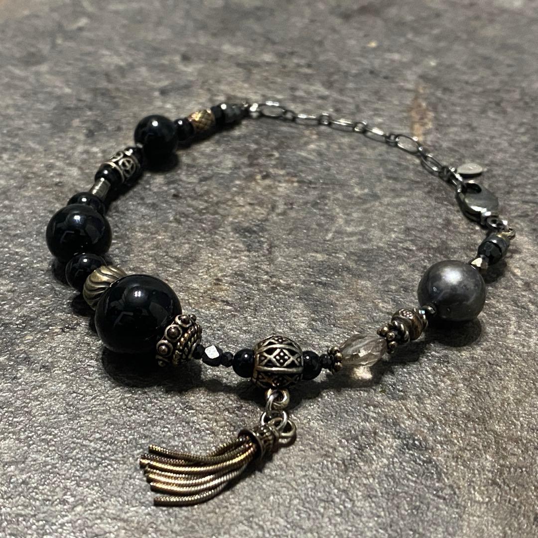 新品 完売品 HYDE着 gunda パール オニキス ビーズ ブレスレット