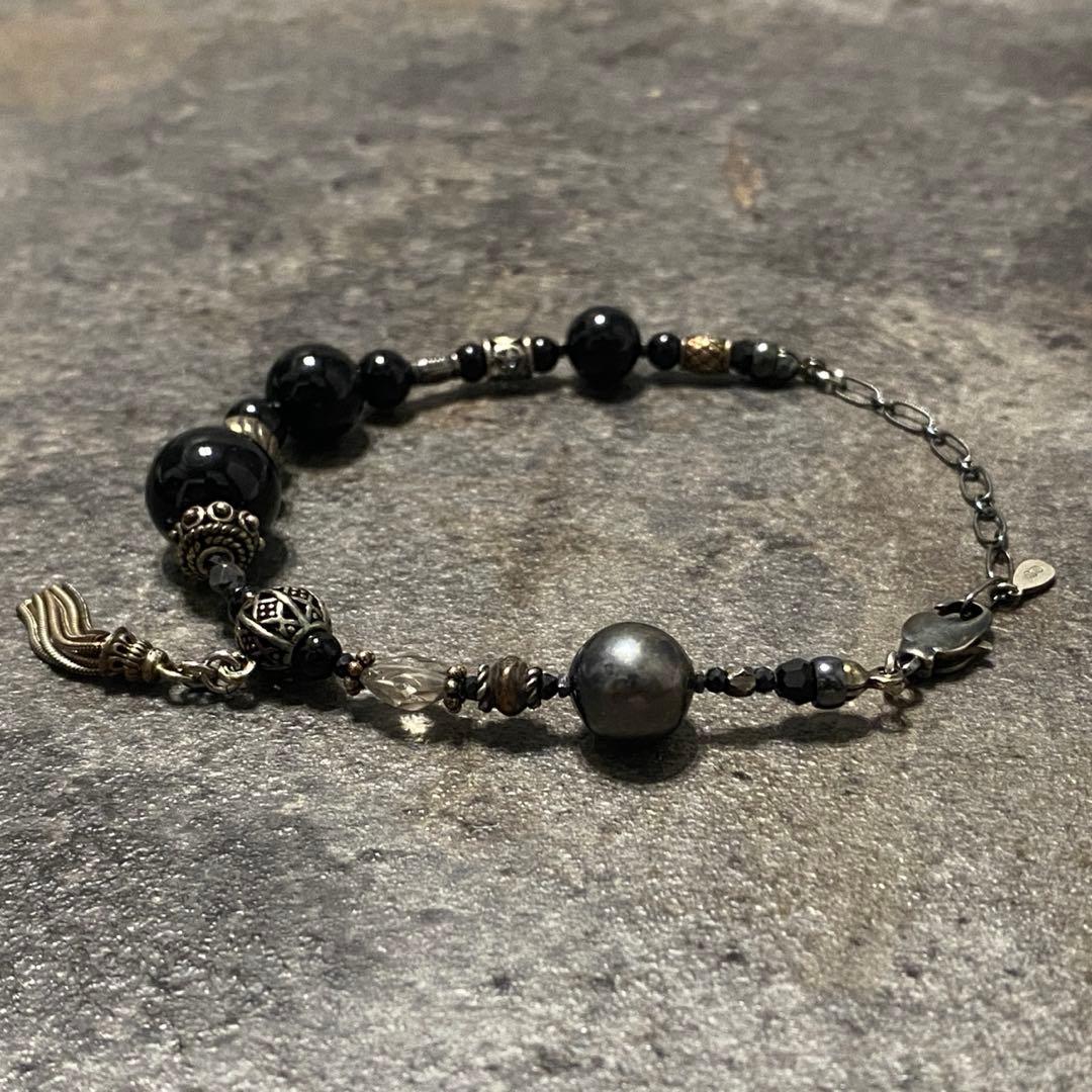 新品 完売品 HYDE着 gunda パール オニキス ビーズ ブレスレット