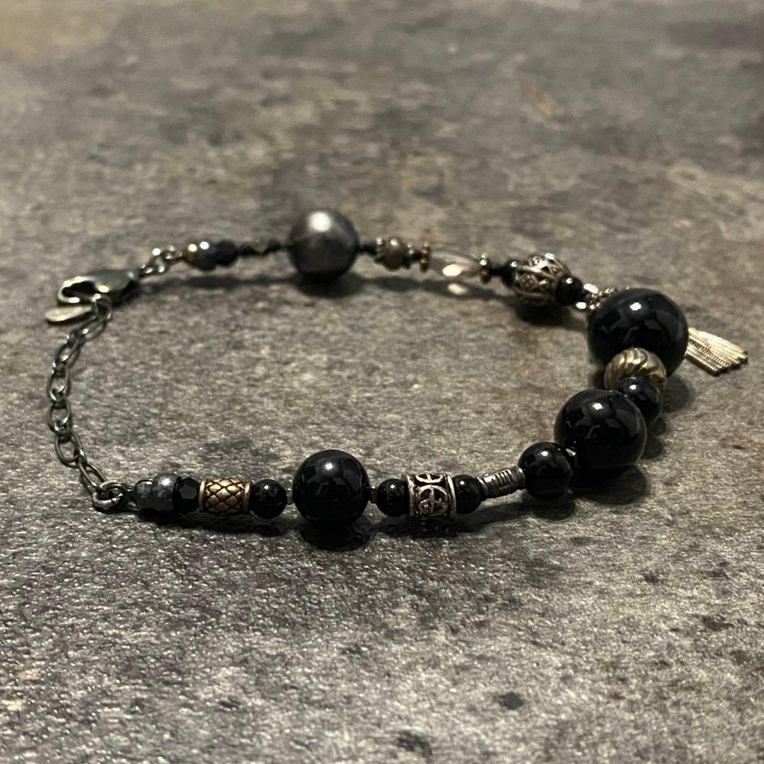 新品 完売品 HYDE着 gunda パール オニキス ビーズ ブレスレット